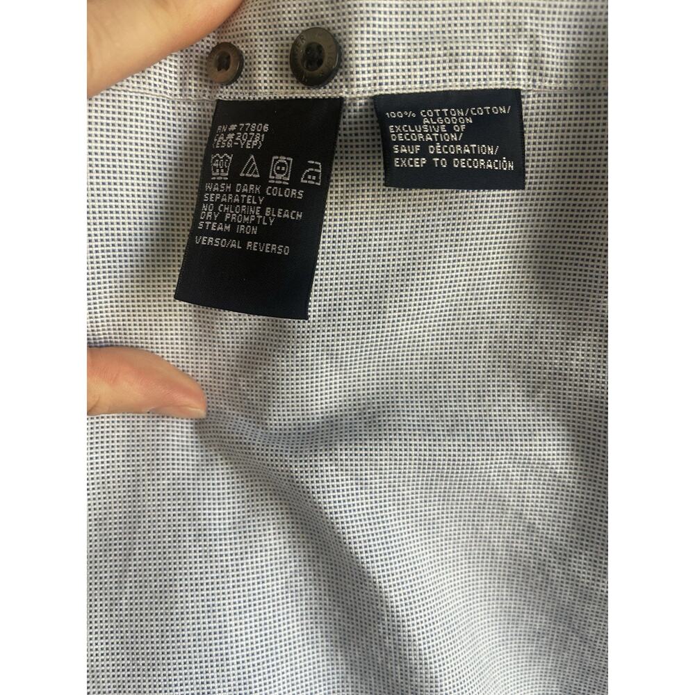 Tommy Hilfiger Men's Cotton Light Blue Check Long Sleeve Button-Up Shirt XL - Picture 6 of 6